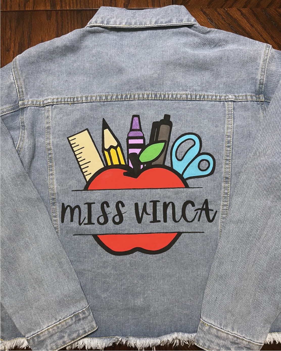 "Last Name" Teacher Denim Jacket